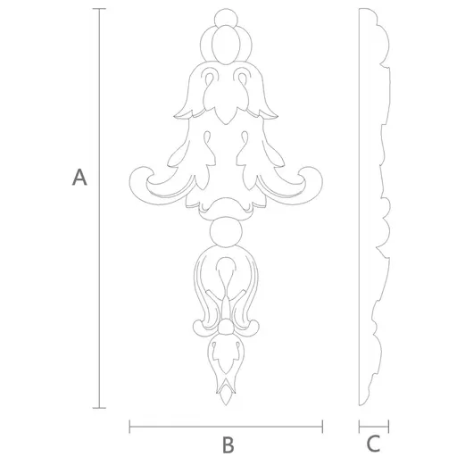 Symmetrical oak Drop with Floral Finial